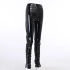 Pants New Sexy Slim Fashion Glossy PU Leather Pants Split Personality Shrink Pleated Trousers Foot Mouth