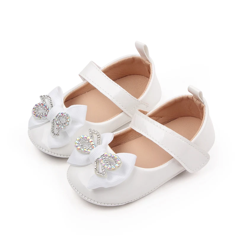 Baby Girls Diamond Bow Small Leather Shoes New Shallow Mouth Single Shoes Princess Shoes factory