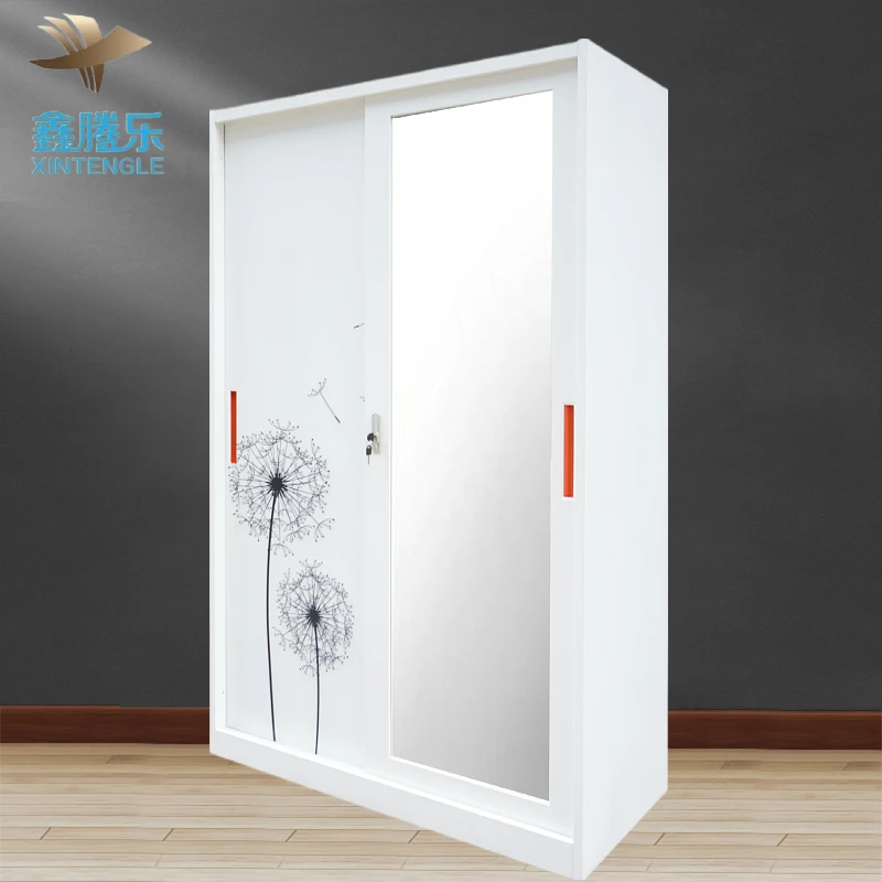 Modern 2-Door Sliding Wardrobe Guardaroba Scorrevole Fitted Wardrobes with Metal Bedroom Furniture Lemari Pakaian Designs