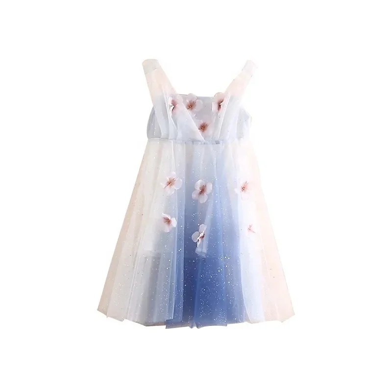 Children's Baby Girl Colorful Polka Dot Tulip Embroidered Summer Dress Cotton Summer Flying Sleeve Party Sweet Princess Dresses