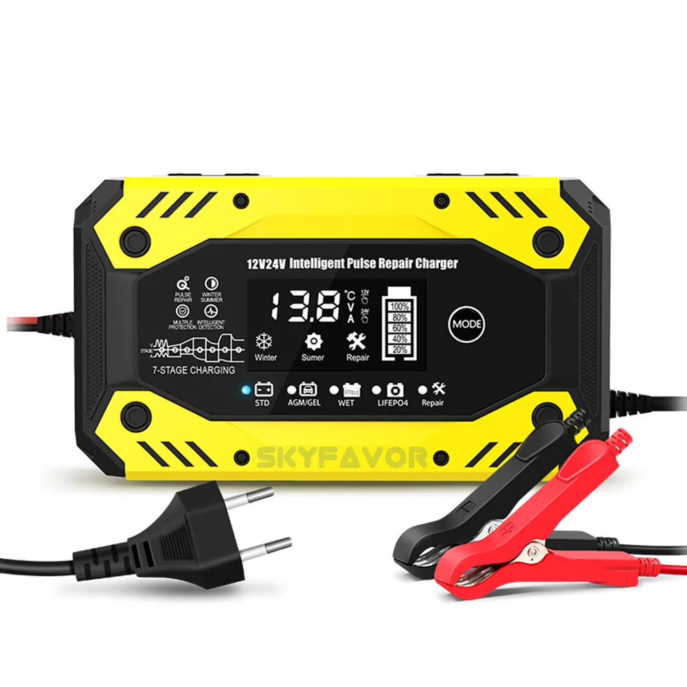 12v 24v lead acid lifepo4 battery charger 12v 24v 10a Universal Multi-function car truck motorcycle pulse repair battery charger