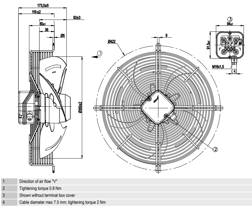 Ip54 Ball Bearing, S4E350, 8317072923, 230V, 1400RPM - detail 20