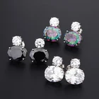Black Earrings Black Onyx Stud 925 Sterling Cubic Zirconia Vintage Unique Fashion Jewelry 2021 Earrings