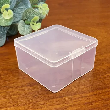 Clear Transparent Recyclable Injection Molded Plastic Bin Impact Resistant Square Shape Tool Storage Box