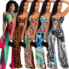Summer Set Sexy Ladies Sexy Outfits Halter Tops Wide Leg Pants Summer Women Clothing 2 Piece Set