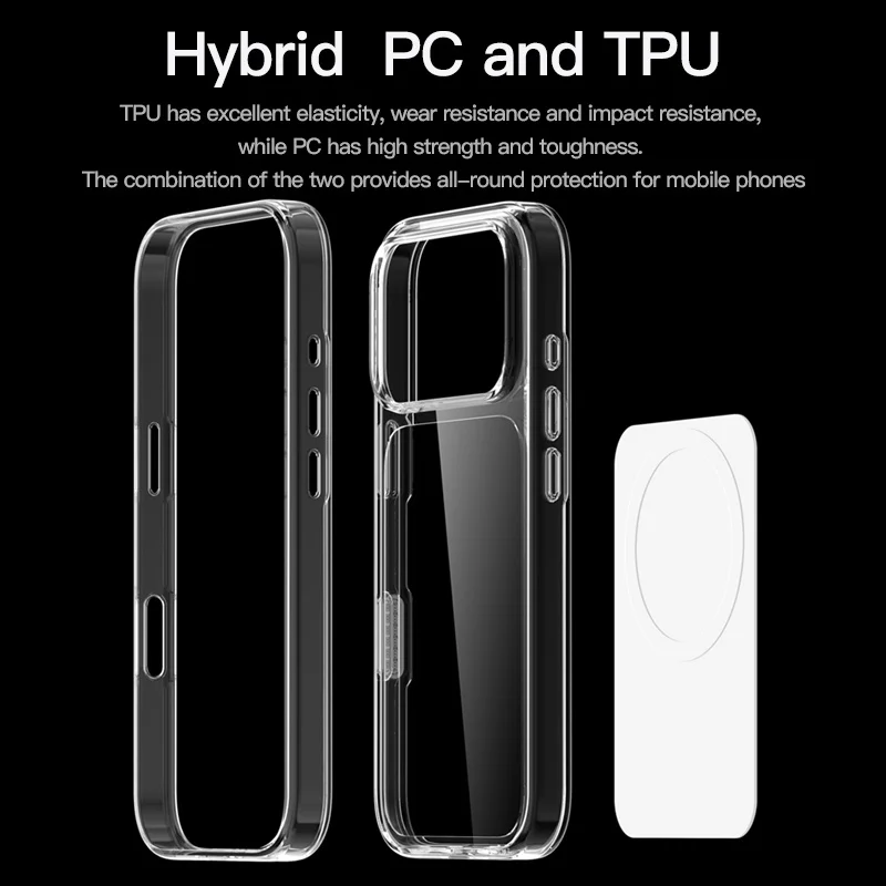 product laudtec luxury  transparent magnetic protective shockproof waterproof phone case for 17 pro max pure color tpupcmagnetic-8