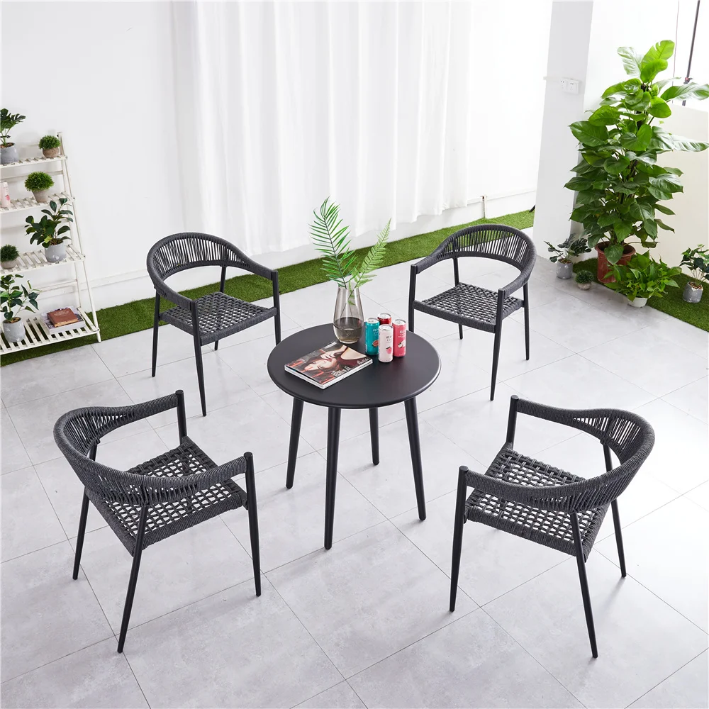 Outdoor garden furniture woven rope chairs office living room chairs cast Iron aluminium plastic rattan mesh chairs