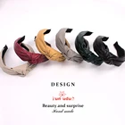 Hair Headband RFD Simple PU Leather Middle Knot Wide Band Hair Headband For Women