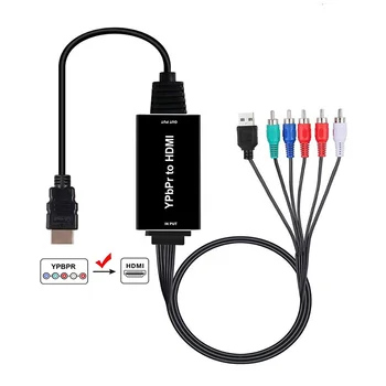 5RCA RGB Component To HDMI Converter Ypbpr R/L To HDMI Converter Video Audio Adapter For DVD