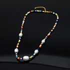 Jewelry Ethnic Color Beads Natural Freshwater Pearls Bohemian Jewelry Choker Beads Necklace Handmade