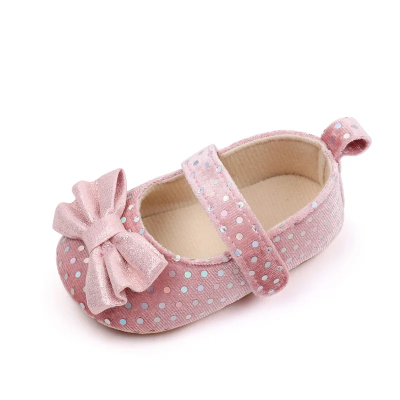 Spring and Summer Suede Polka-dot Bow Soft Soled Non-slip Baby Toddler Shoes for Girls manufacture