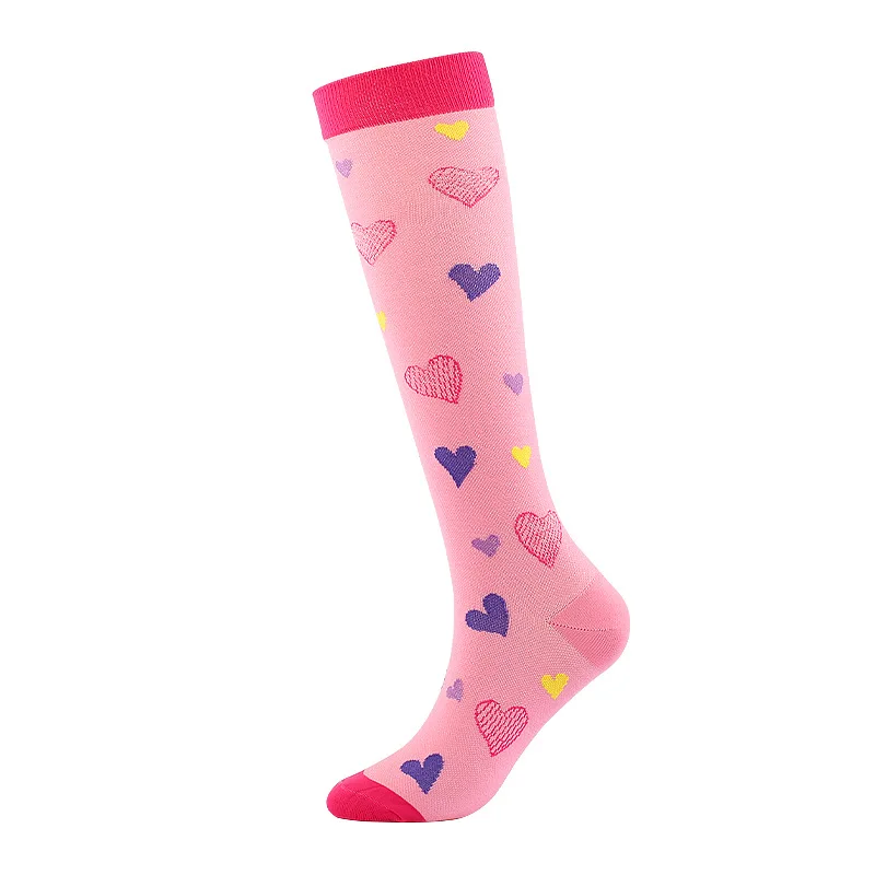 Cute patterns fancy ladies knee high socks custom logo new design athlete compression socks