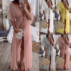 Summer Clothes Summer Sexy Lace Cardigan Solid Color Clothes Women Lady Fashion Dresses