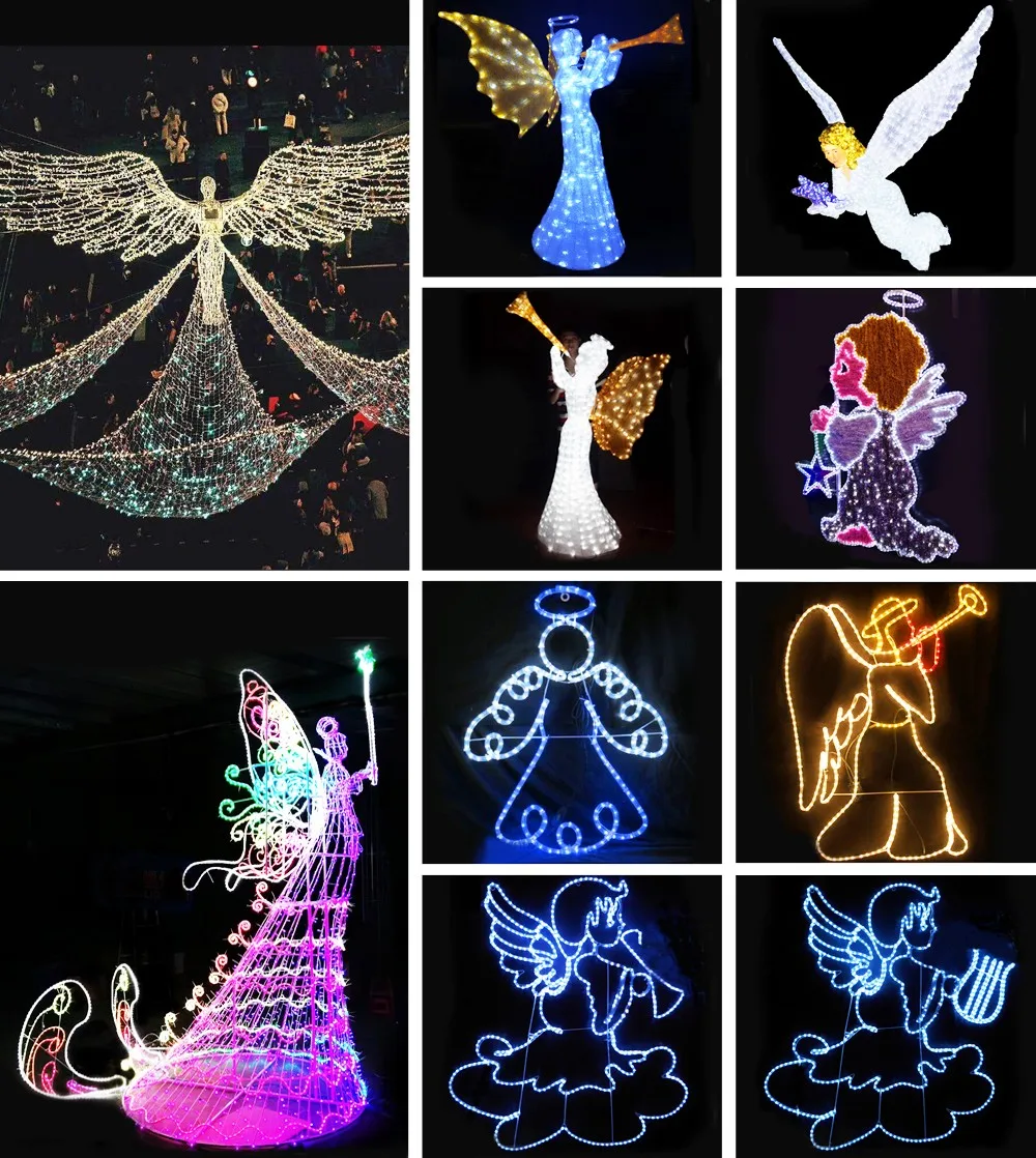 Commercial Wholesale Holiday Living Outdoor Christmas Decorations 3d Big Angel Motif Lighting