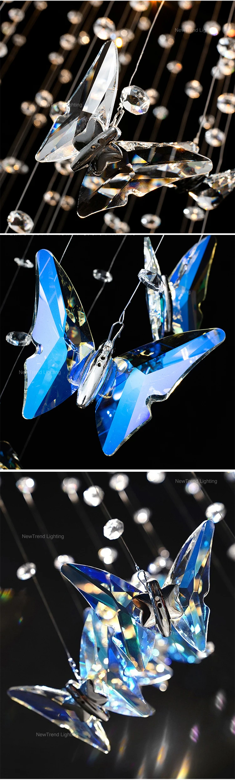 CPL-110 New Product Hotel Lobby Villa Decoration Custom Luxury Butterfly Staircase Crystal Chandelier Lighting manufacture