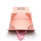 Pink Custom With Logo Attractive Luxury Light Pink Rose Gold Big Magnetic Foldable Gift Box For Luxury Gift Packaging