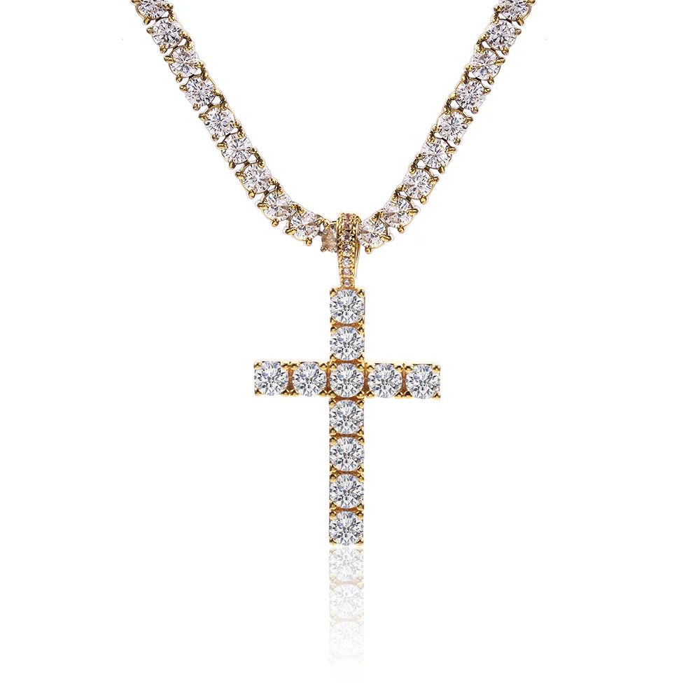 Iced Out Aaaaa Cz Trendy Cross Pendant 