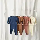 Baby Clothing Set Hot Sale Newborn Baby Clothes Solid Colour Ribbed Baby 2pcs Pajamas Rib Cotton Clothing Set