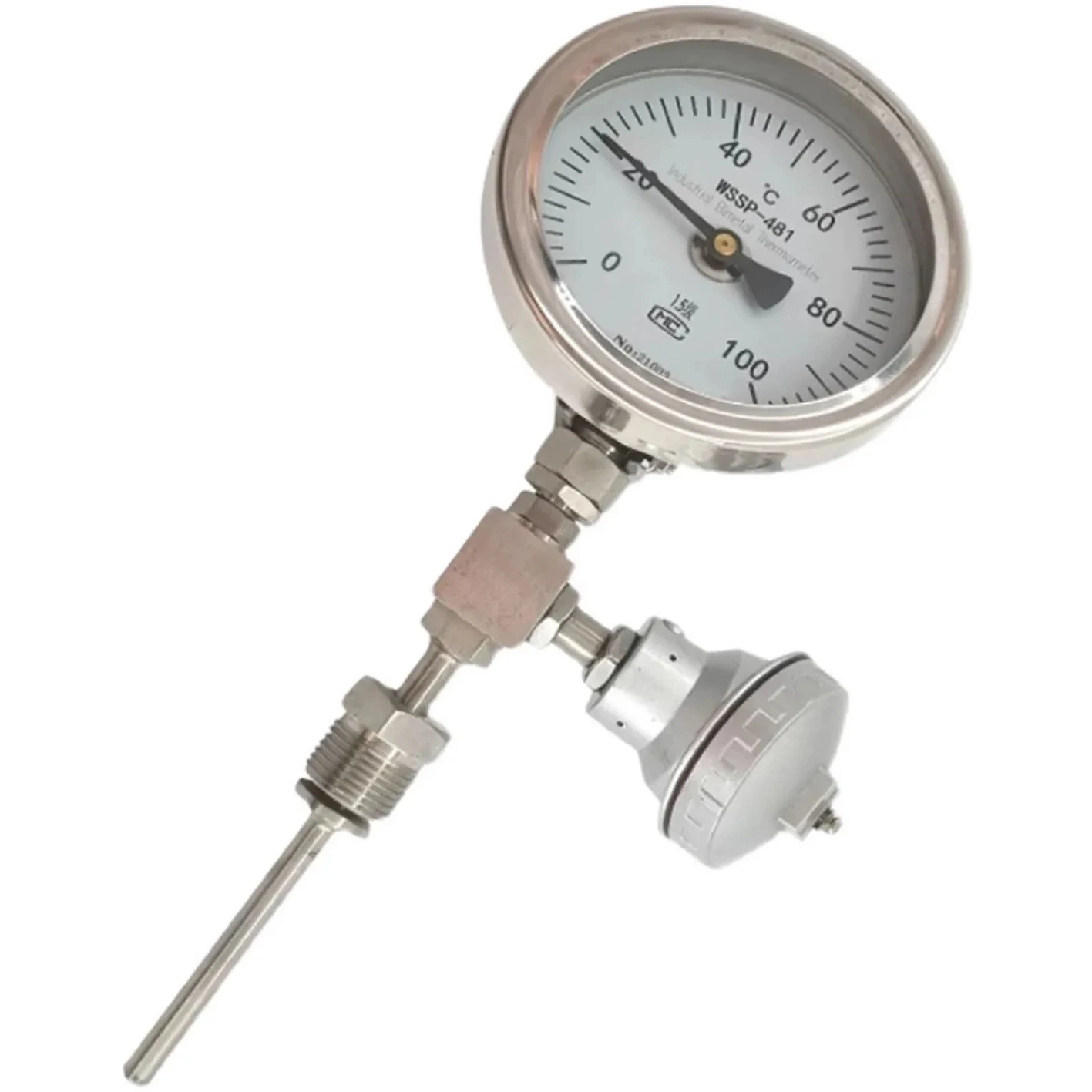 Aluminum Shell Bimetallic Bimetal Thermometer Industrial Remote Pt100