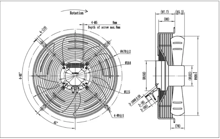 Industrial Electric Axial Fan, 220V/380V, Cast, YWF4E-350 - detail 18