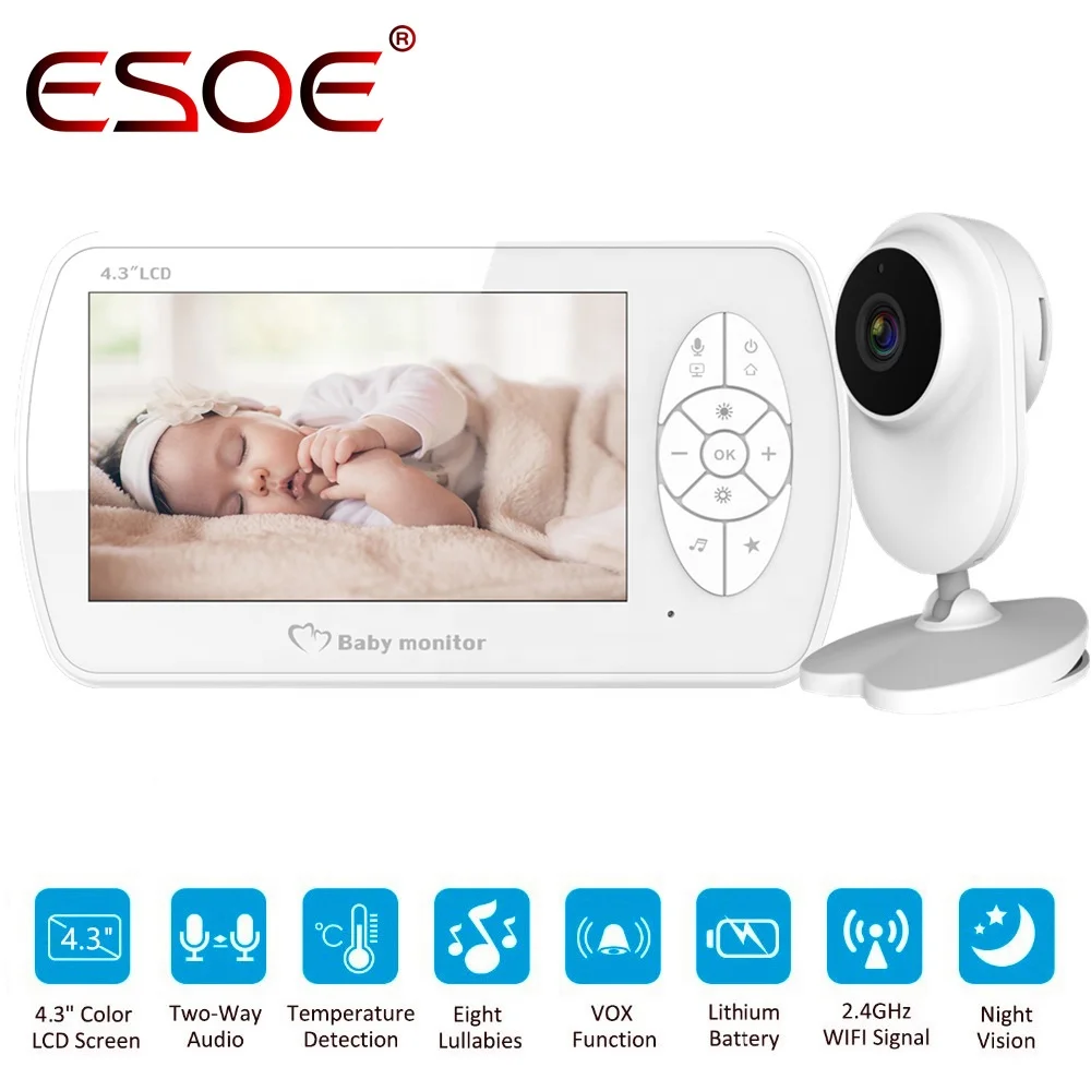 HD 1080P 4.3 inch LCD Screen IR Night Vision Wireless audio wifi baby Crying Detection Two Way Audio baby monitor wifi camera