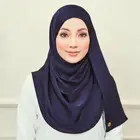 Hijab Wholesale High Quality Silk Satin Scarf Long Muslim Women Solid Color Hijab Malaysia Satin Turban