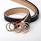 Women Leather Belt Belts For Woman Custom Double Round Buckle Women PU Leather Belt For Dresses