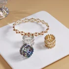 Ring Adjustable Brass Rhinestone 2 Wear Magic Ring Bracelet Telescopic Ring A Dual-use Ring Bracelet