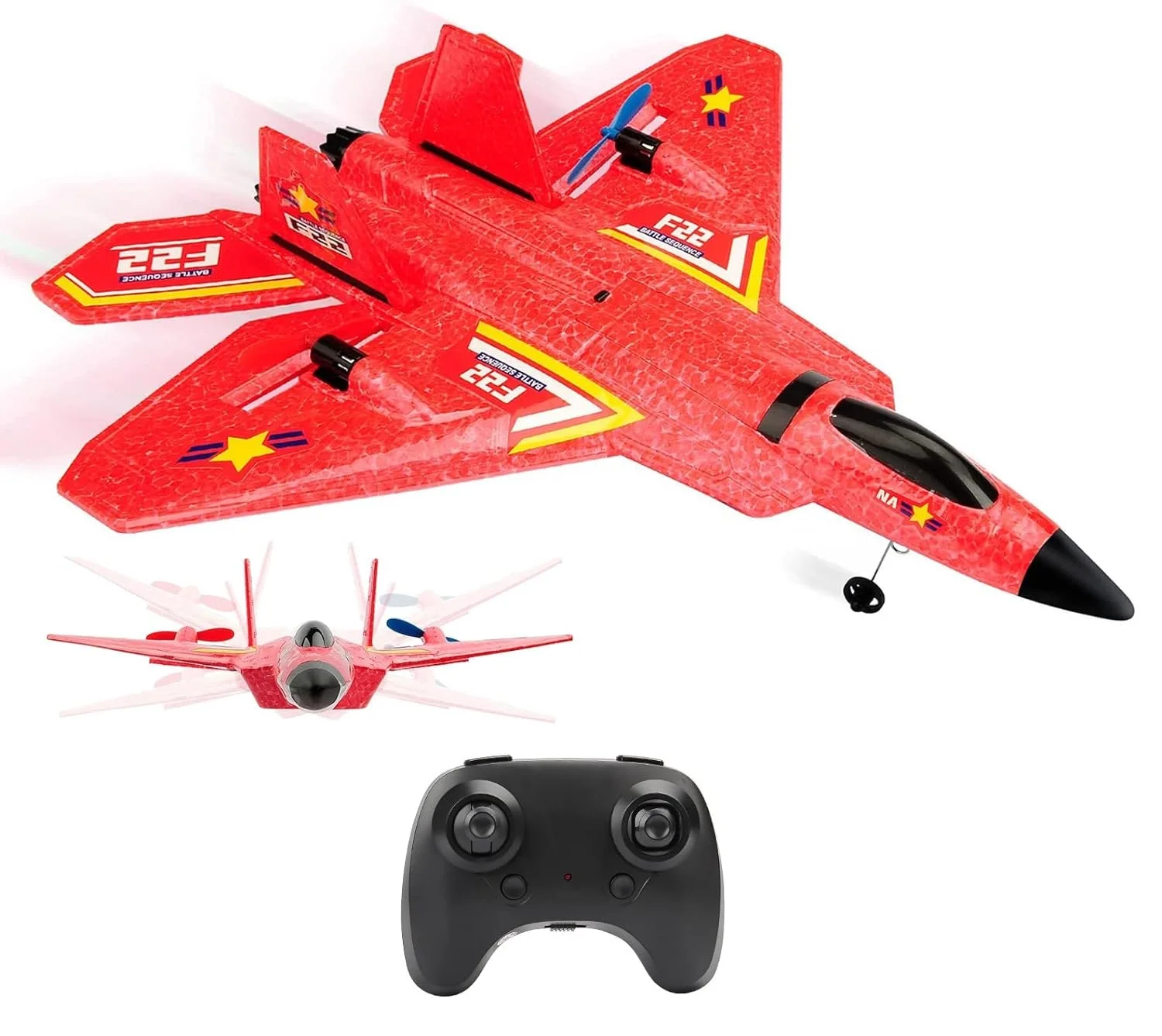 EPT RC Airplane Toy Night F22 RC Plane 2.4G Remote Control RC Glider Plane Outdoor Airplane Model Toys With LED Light