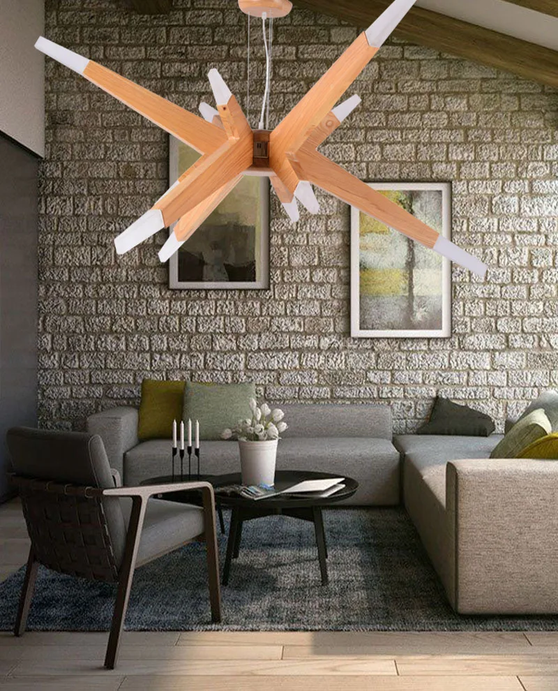 Modern decorative lighting wood art deco chandeliers pendant lights wooden designer pendant lamp