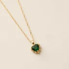 Jewelry Water Waves Chains Necklace Colorful Birthstones Jewelry GIRLS Crystal Heart Necklaces For Women