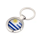 Key Manufacture Keychain Custom Round Key Holder Travel Uruguay Souvenirs Uruguayan Flag Keychain Key Ring