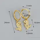 Earring 925 Silver Hoop Earring Dinosaur Pendant1MC Rhodium And Gold Plated