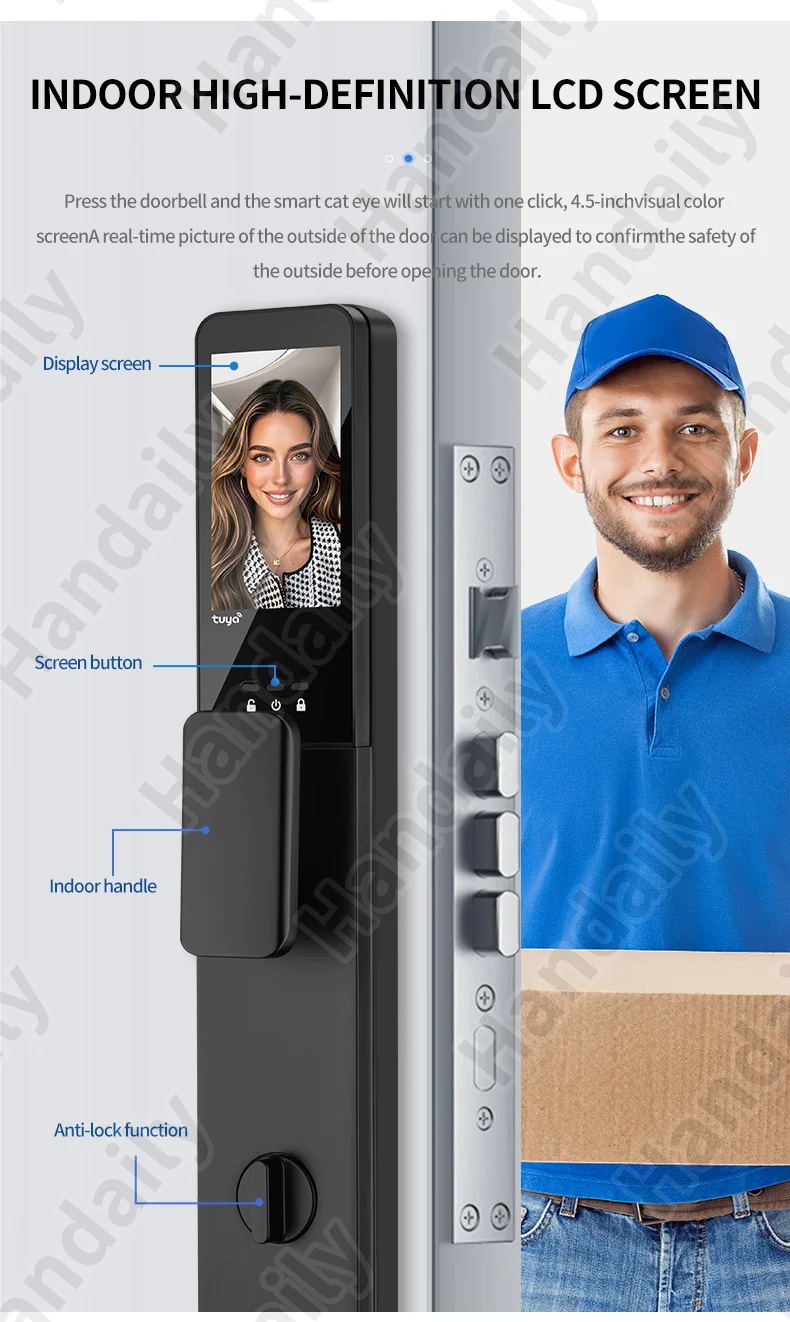 handaily palm vein tuya wifi door lock 3d biometric face id video monitoring intercom digital electronic locks for front door ddl9-12