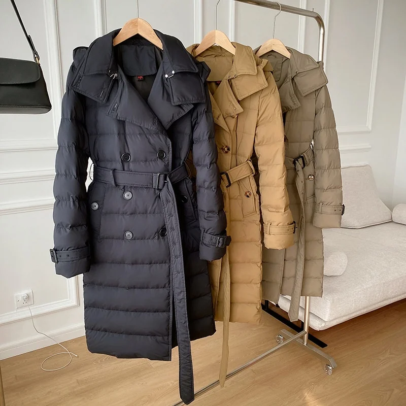 Orolay Women's Stylish Down Jacket Hooded Winter Coat Two-Way Zipper Puffer Jacket