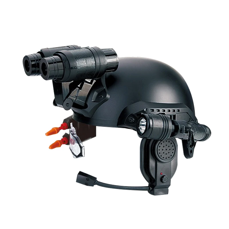 Flashlight earphone amplifier 4x telescope role play toy helmet set for kids