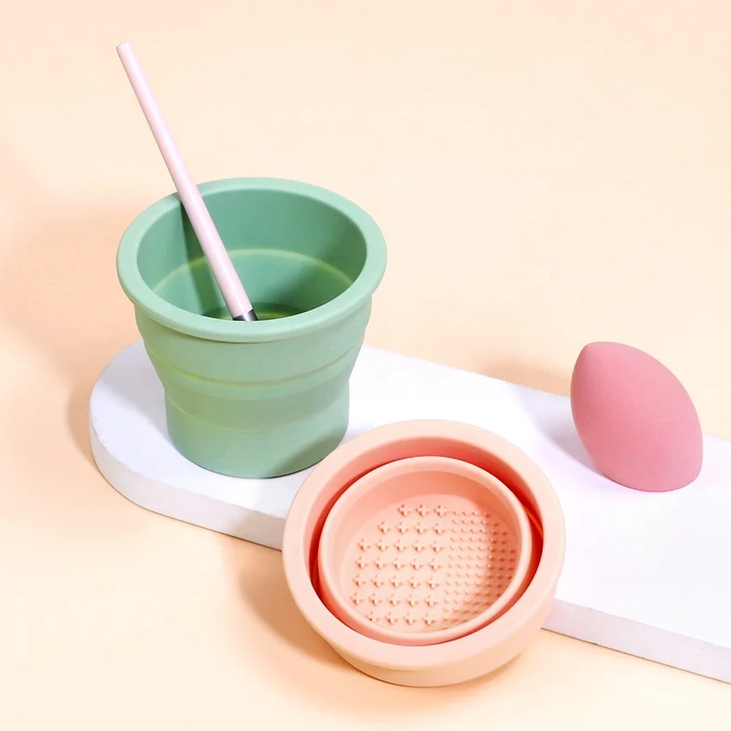 New Foldable Beauty Cleaning Tools Silicone Makeup Brush Cleaning Bowl Cosmetic Brush Cleaner Pad