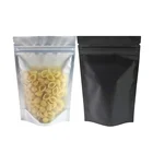 Food Wholesale Food Grade Matte Black Front Frosted Window Stand Up Zipper Pouch