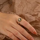 Light Zircon 925 Sterling Silver Open Ring Light Luxury Zircon Octagonal Star Swivel Ring