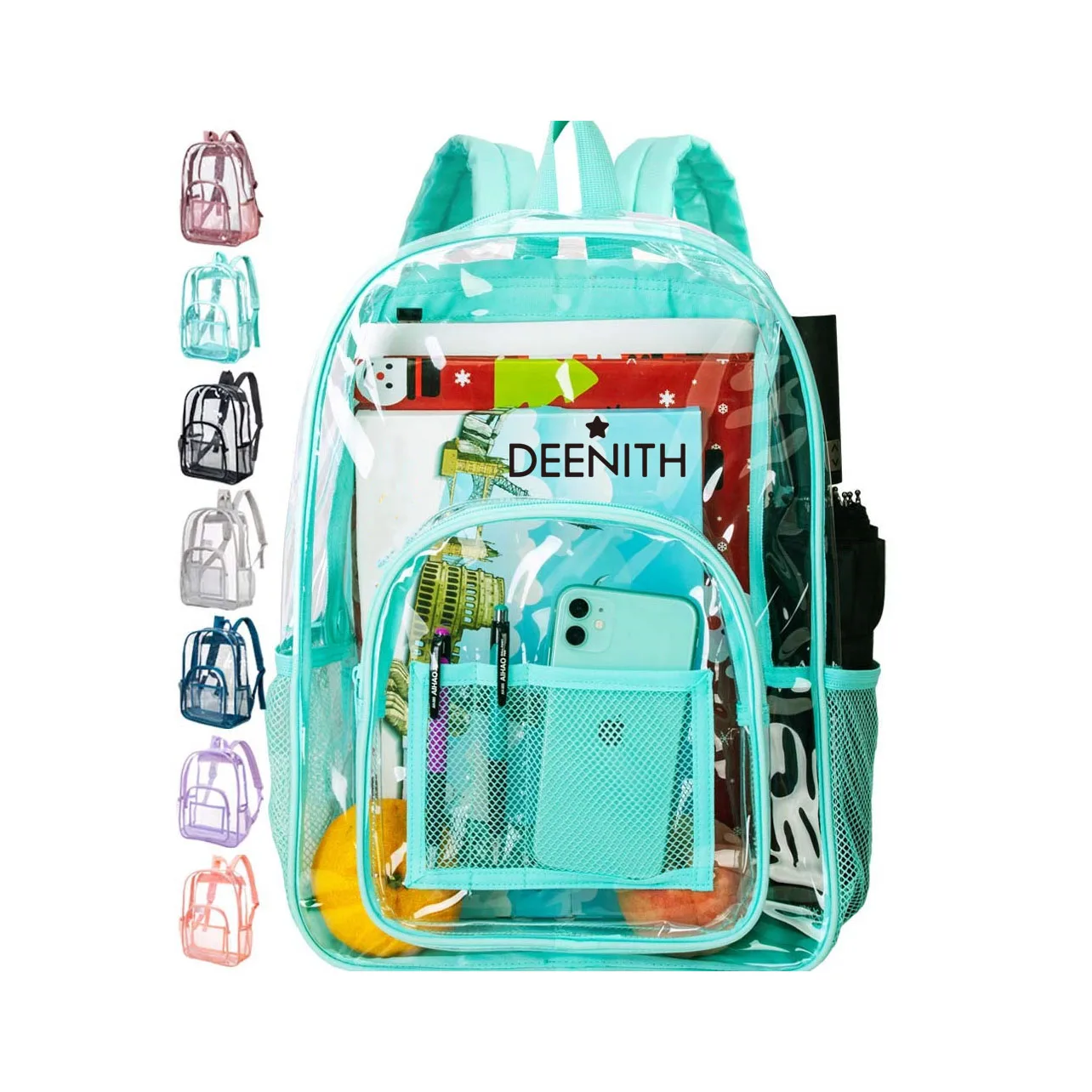Pink Transparent Bookbag Heavy Duty Clear Backpack 