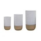 OEM Lattice Pattern Fluted Hydroponic Plants Cylinder Set Of 3 Ceramic For Office Home Decoration