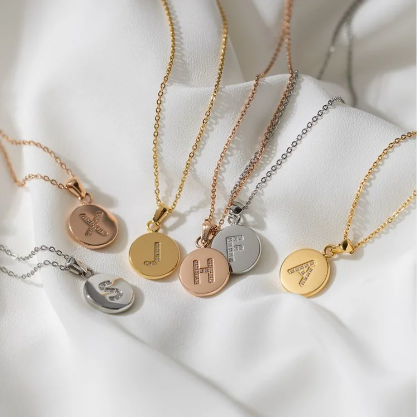 Chain Alphabet Pendant Necklaces Crown 