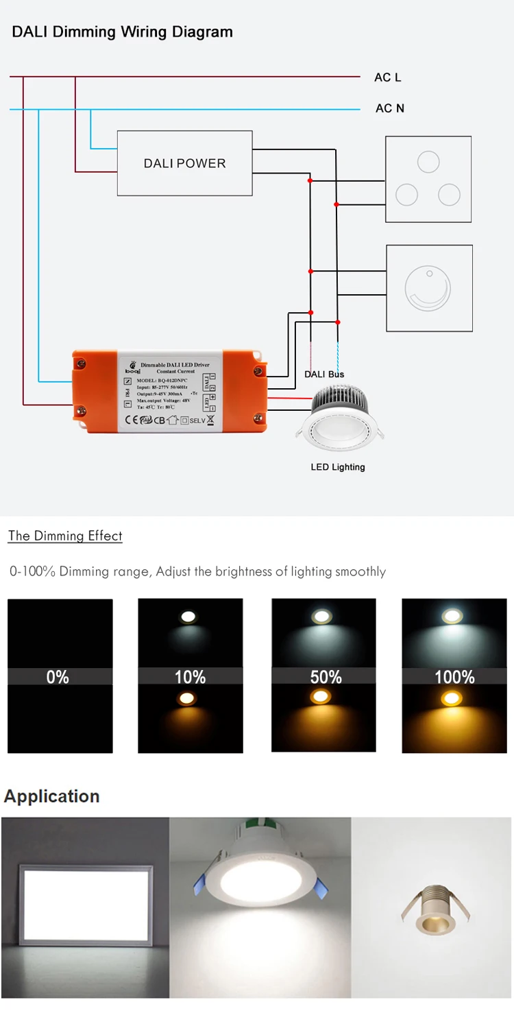 Factory price dimmable 300mA DALI 15w 45V driver for led panel light