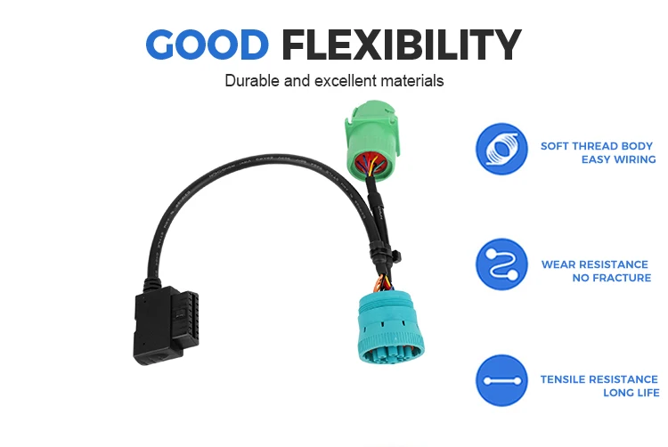 product customized obd2 obdii to j1939 9pin connector y cable-5