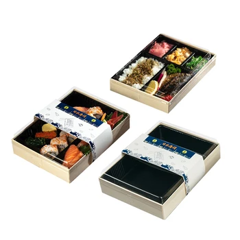 Newell Recyclable Delivery Bento Reusable Magnetic Food Trays Custom Luxury Wooden Sushi Take Away Boxes With Compartments