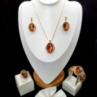 Necklace Earring Sets RT Wholesale Gold Plated Sultanite Gemstone Necklace Earring Bracelets Ring Jewelry Sets