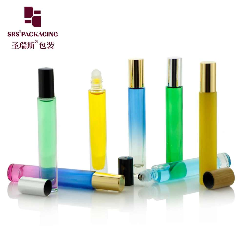 10ml Thick Wall Glass Roller Bottle with Shiny Metal Cap and Frost Surface for Custom Color Essential Oils