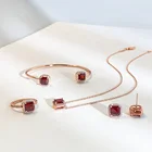 Gold Plated Ins Light Luxury Niche Design Brass Rose Gold Plated With Red Zirconia Jewelry Sets