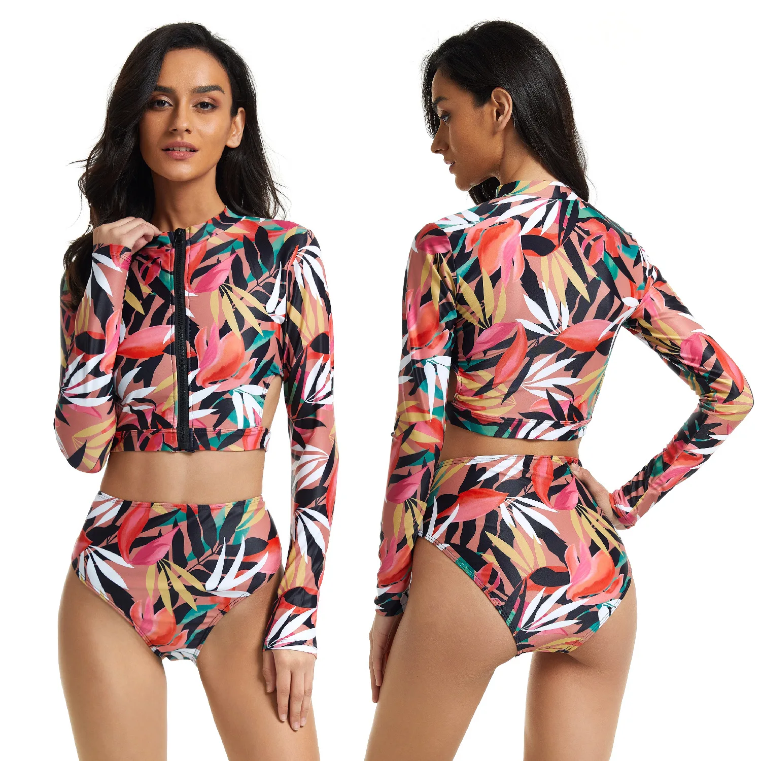 floral rash guard swimsuit