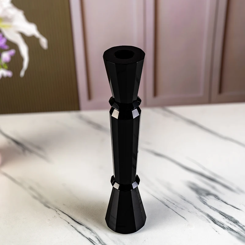 product small bridge high quality black pillar candle holder for wedding home decoration candle holder-7